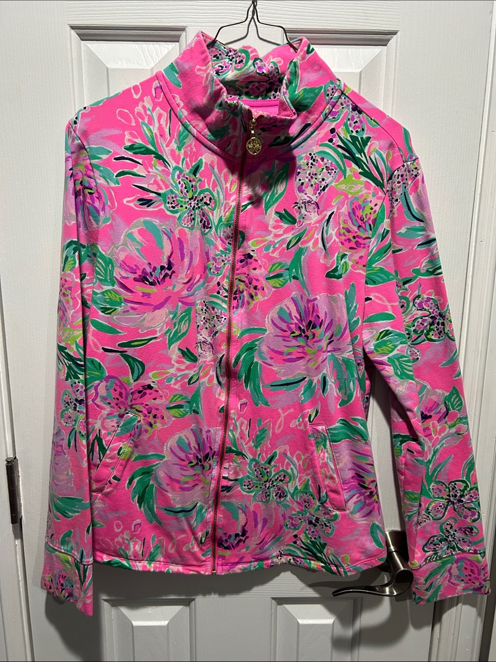 Lilly Pulitzer Pink & Green Floral Zip Up